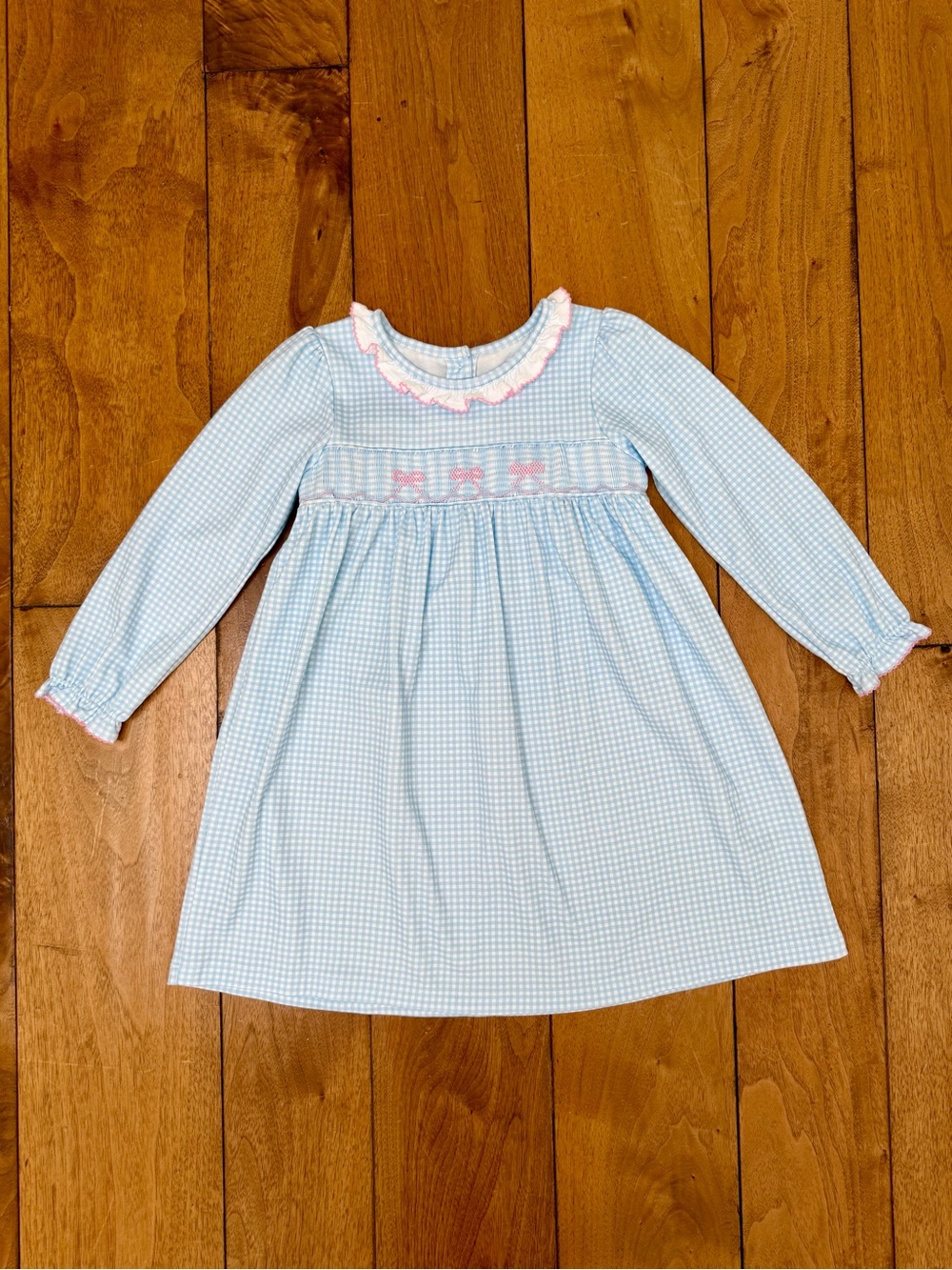 James & Lottie Smocked Gingham Dress Size 5 NWOT 100% Pima Cotton - Picture 4 of 6